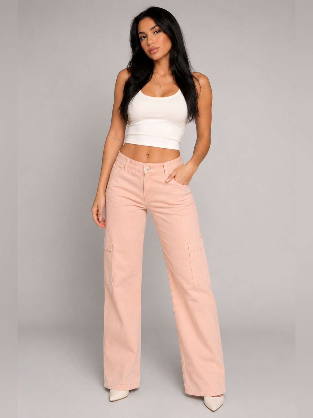 H&M Cargo Pants Womens 8 Pink Y2K Streetwear Urban Utility